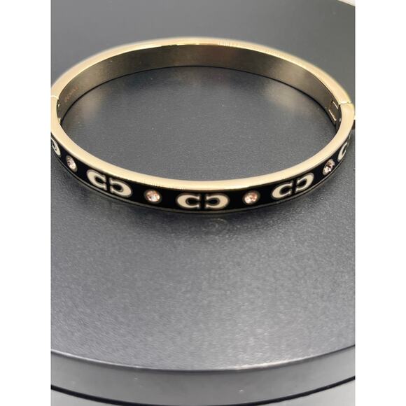 Coach Black White Enamel Glass Gold Tone Signature C Enamel Hinged
Bangle New - Picture 9 of 9